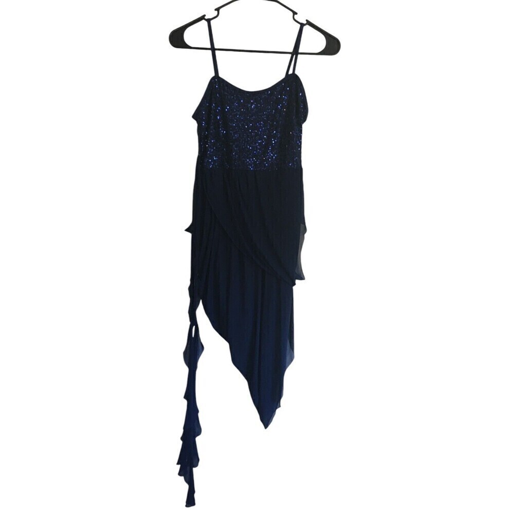 Balera Dance Leotard Women's Size Medium Adult Blue Sequins Asymmetrical